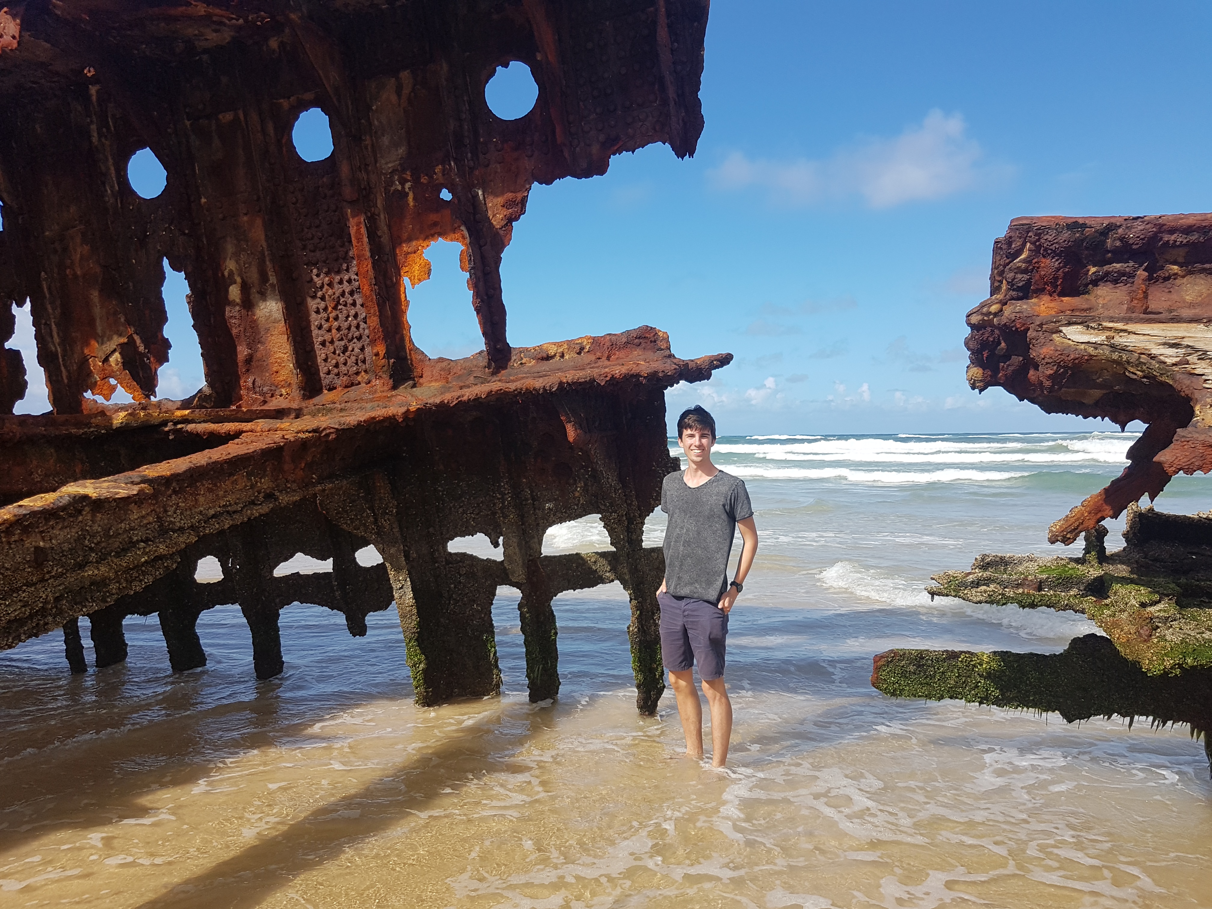 Exploring a shipwreck on Fraser Island